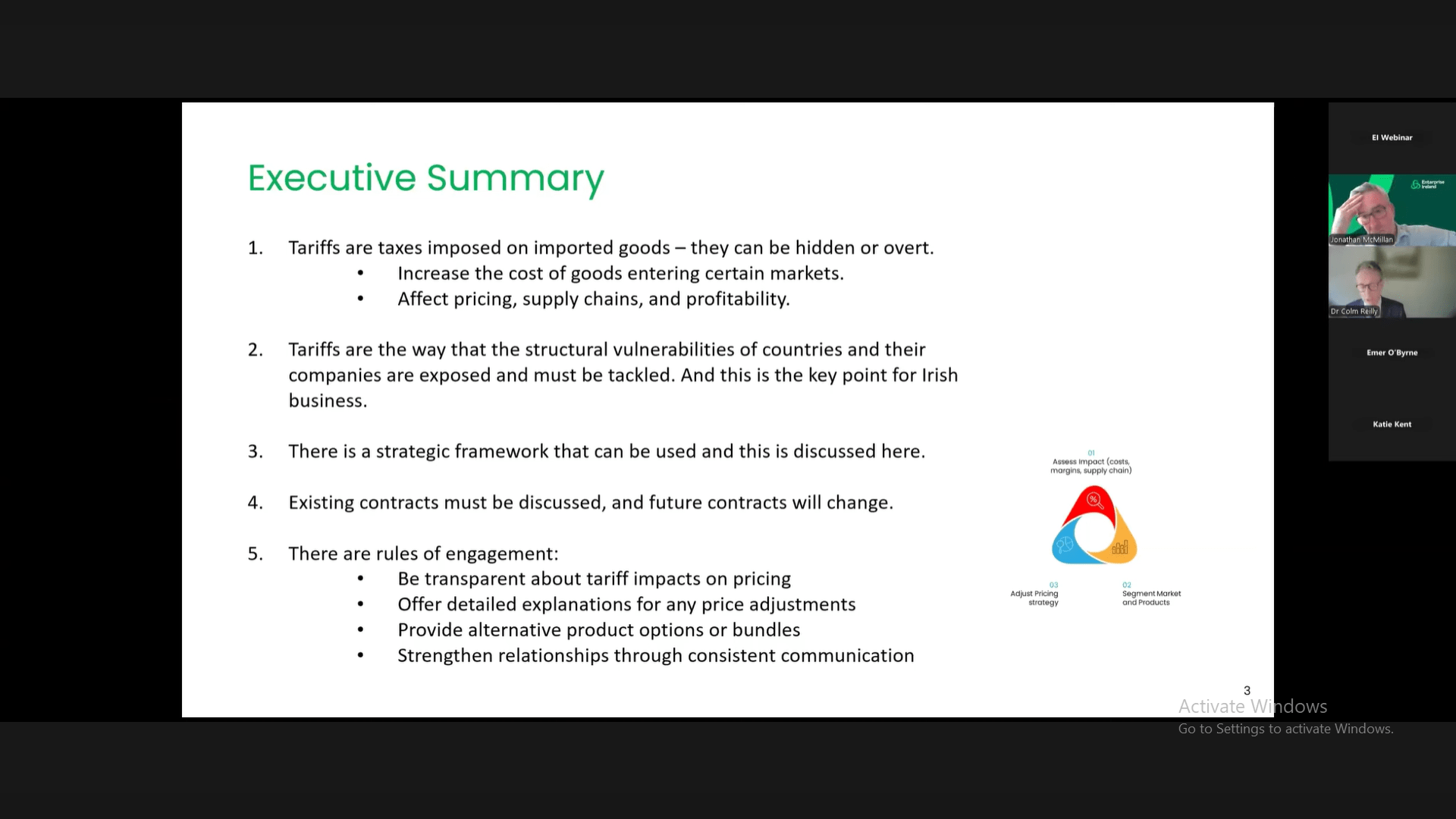A screenshot from the webinar - Navigating Value, Pricing & Contracts in a period of tariffs